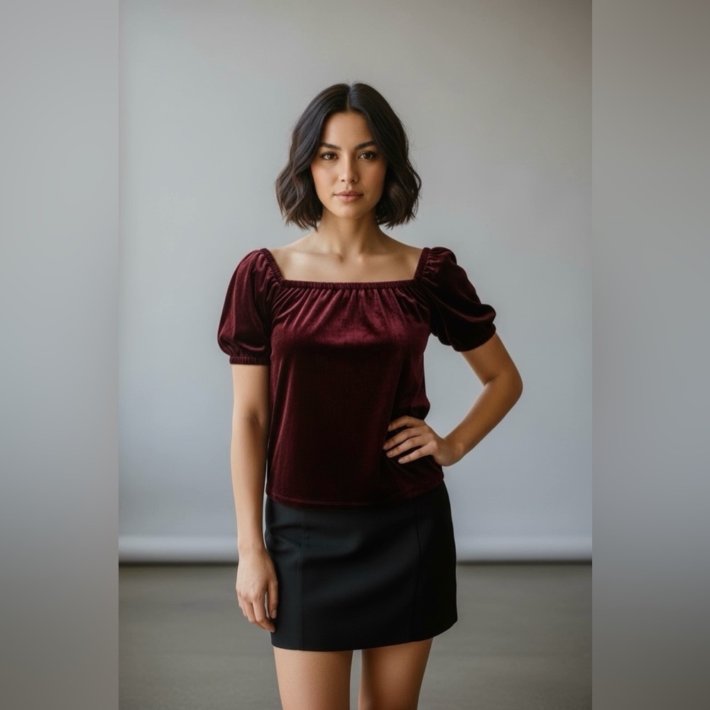 Up All Night - Crushed Velvet Tie Sleeve Top